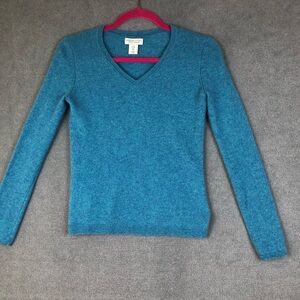 Adrienne Vittadini 100% 2-Ply Cashmere V-Neck sweater size S